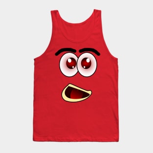 Scared Funny Face Cartoon Emoji Tank Top